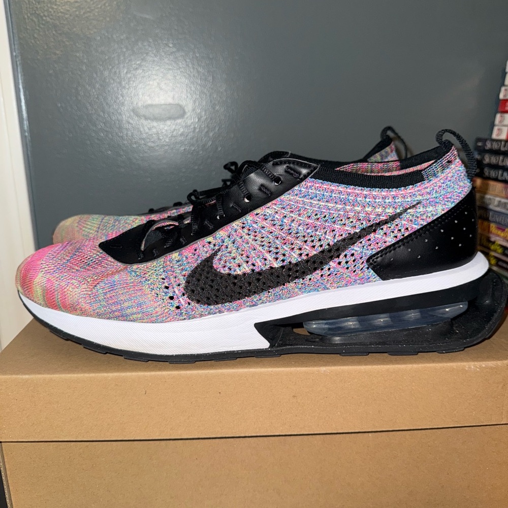 Nike Black and Multicolor Flyknit Racer Airmax Sneakers